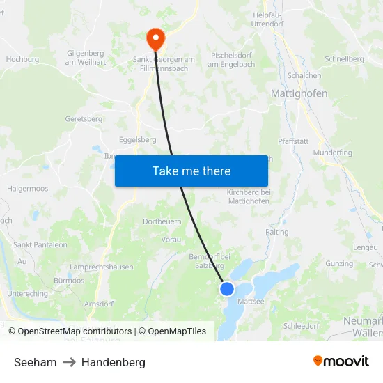 Seeham to Handenberg map
