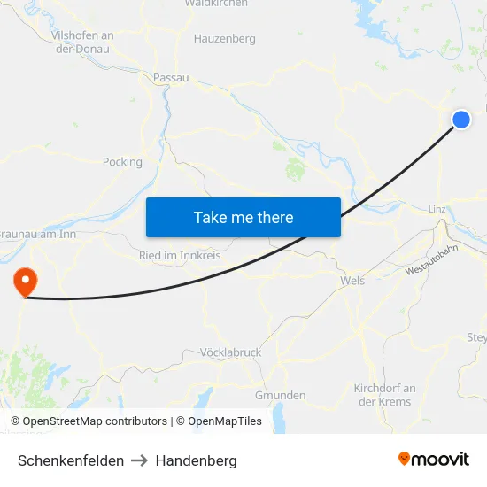 Schenkenfelden to Handenberg map