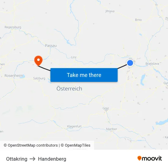 Ottakring to Handenberg map