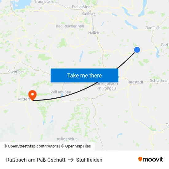 Rußbach am Paß Gschütt to Stuhlfelden map