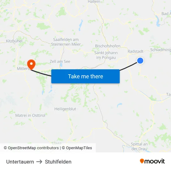 Untertauern to Stuhlfelden map