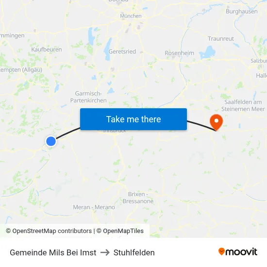 Gemeinde Mils Bei Imst to Stuhlfelden map