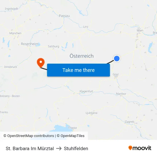 St. Barbara Im Mürztal to Stuhlfelden map