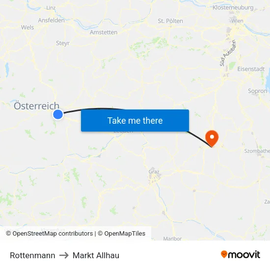 Rottenmann to Markt Allhau map