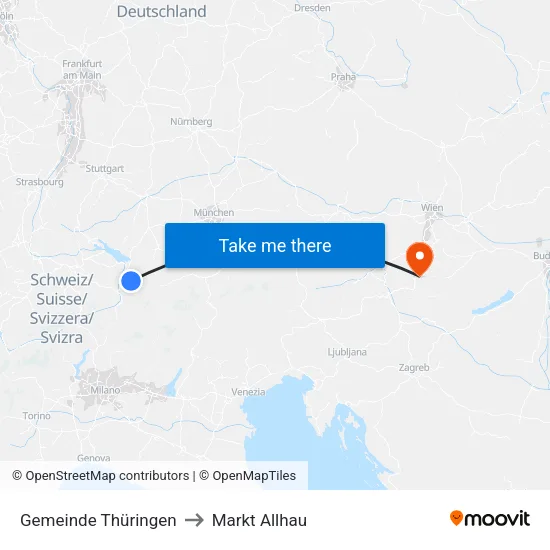 Gemeinde Thüringen to Markt Allhau map