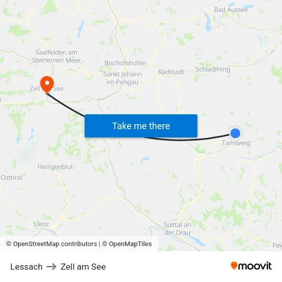 Lessach to Zell am See map