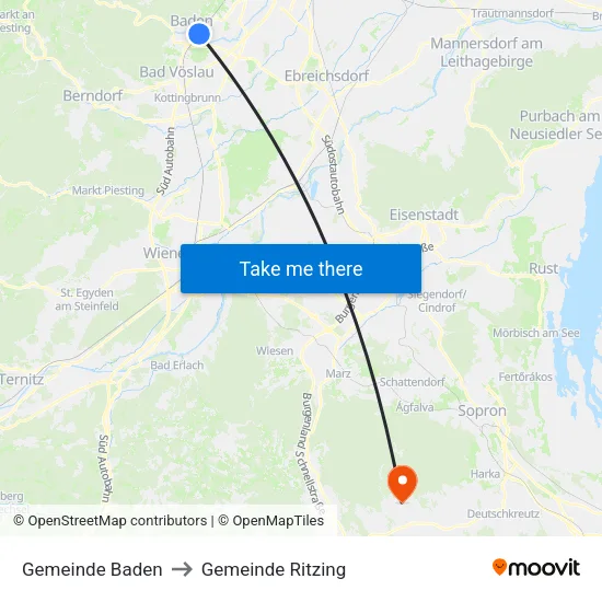 Gemeinde Baden to Gemeinde Ritzing map