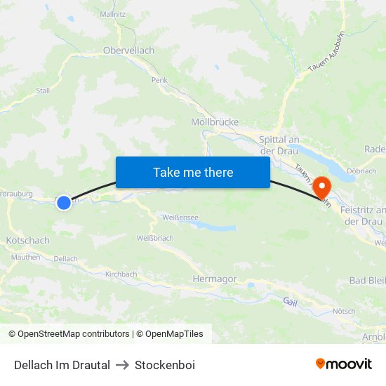 Dellach Im Drautal to Stockenboi map