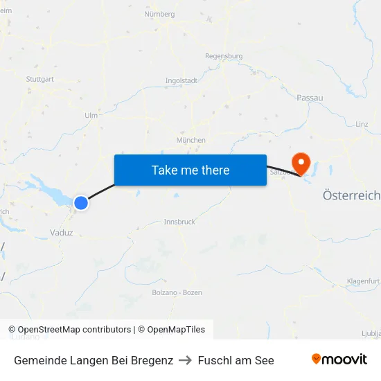 Gemeinde Langen Bei Bregenz to Fuschl am See map