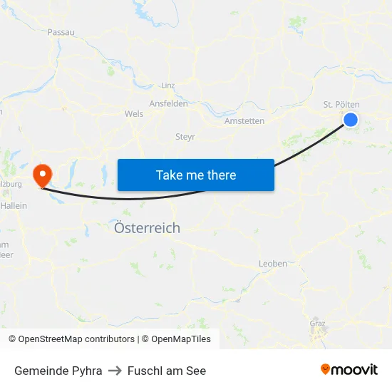 Gemeinde Pyhra to Fuschl am See map