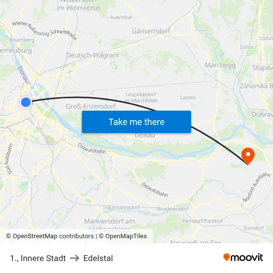 1., Innere Stadt to Edelstal map