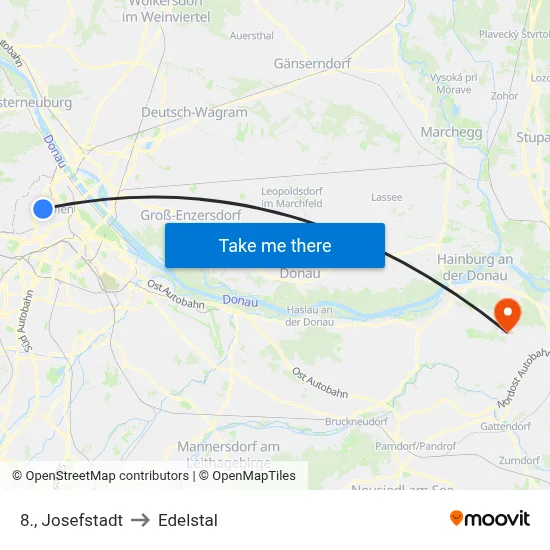8., Josefstadt to Edelstal map