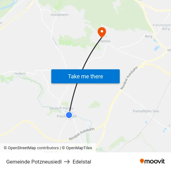 Gemeinde Potzneusiedl to Edelstal map