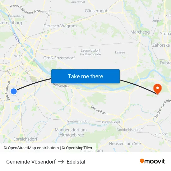 Gemeinde Vösendorf to Edelstal map