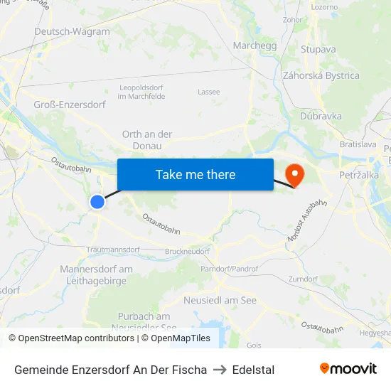 Gemeinde Enzersdorf An Der Fischa to Edelstal map