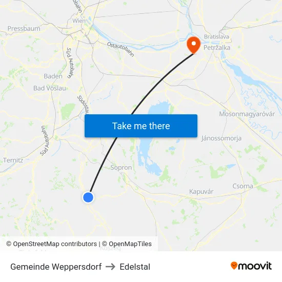Gemeinde Weppersdorf to Edelstal map