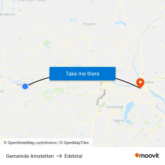 Gemeinde Amstetten to Edelstal map