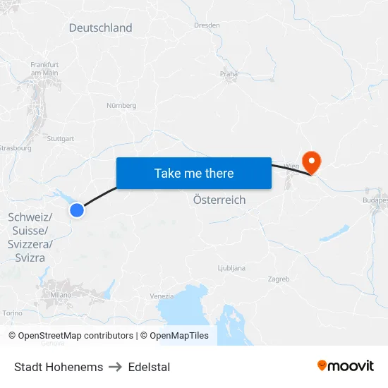 Stadt Hohenems to Edelstal map