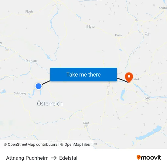 Attnang-Puchheim to Edelstal map