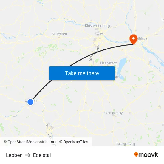 Leoben to Edelstal map