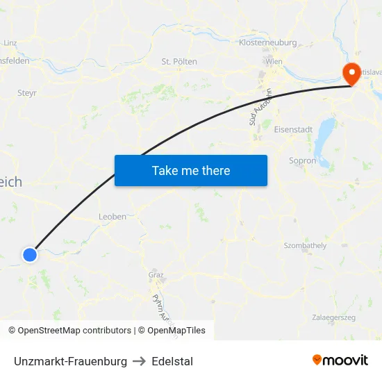 Unzmarkt-Frauenburg to Edelstal map