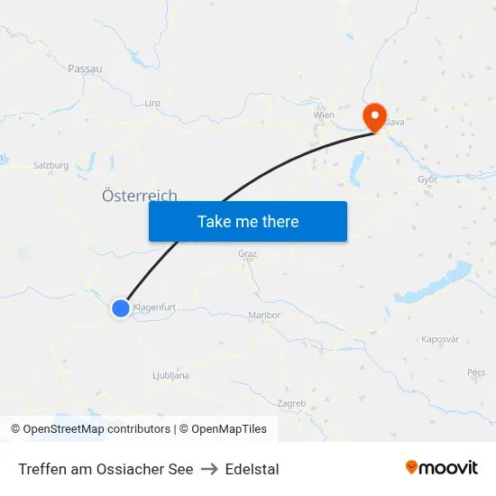 Treffen am Ossiacher See to Edelstal map