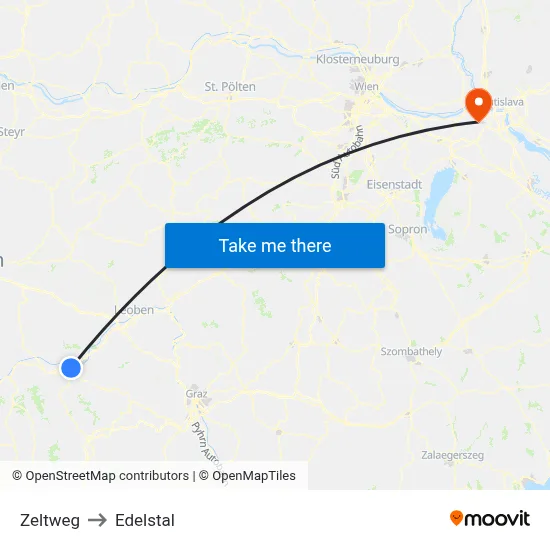 Zeltweg to Edelstal map
