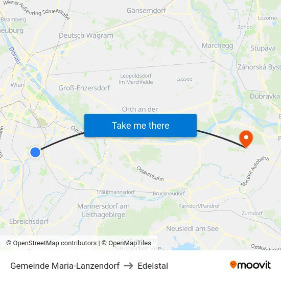 Gemeinde Maria-Lanzendorf to Edelstal map