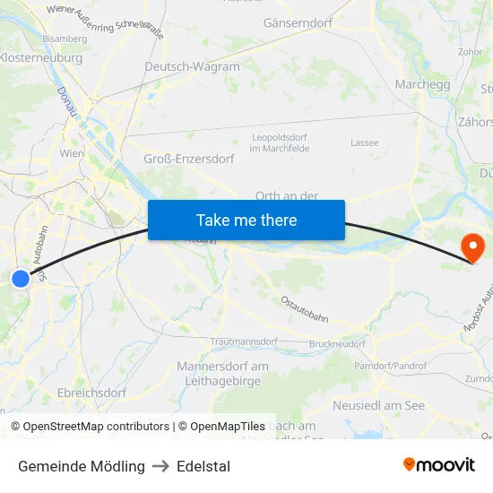 Gemeinde Mödling to Edelstal map