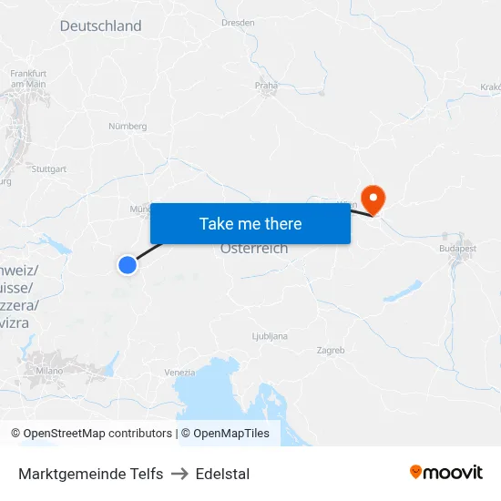 Marktgemeinde Telfs to Edelstal map