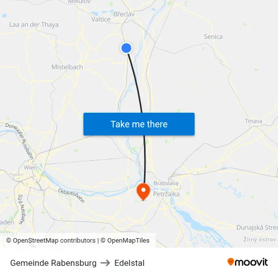 Gemeinde Rabensburg to Edelstal map
