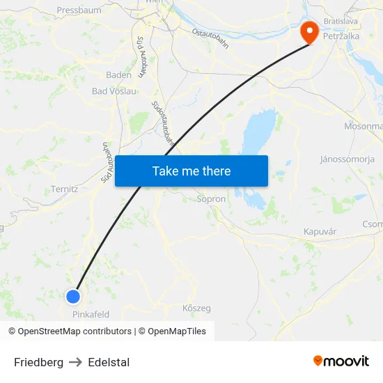 Friedberg to Edelstal map