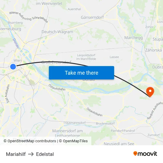 Mariahilf to Edelstal map