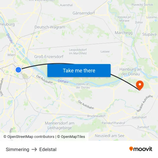 Simmering to Edelstal map