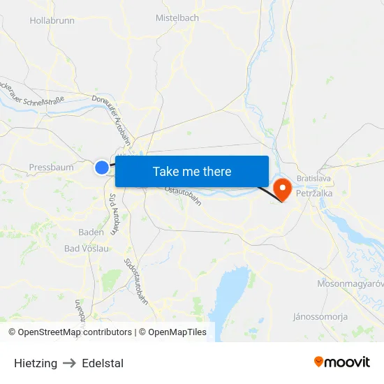Hietzing to Edelstal map