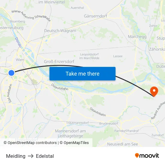 Meidling to Edelstal map