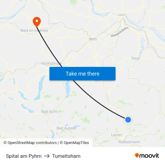 Spital am Pyhrn to Tumeltsham map