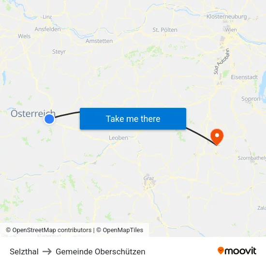Selzthal to Gemeinde Oberschützen map