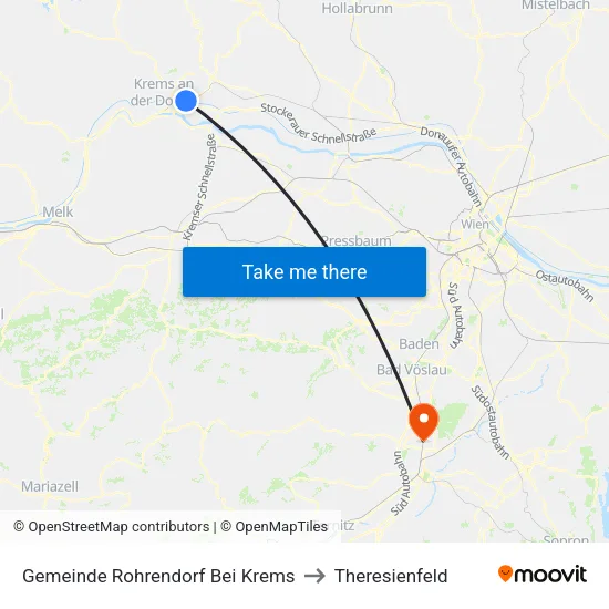 Gemeinde Rohrendorf Bei Krems to Theresienfeld map