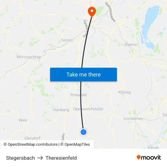 Stegersbach to Theresienfeld map