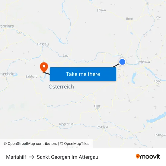 Mariahilf to Sankt Georgen Im Attergau map