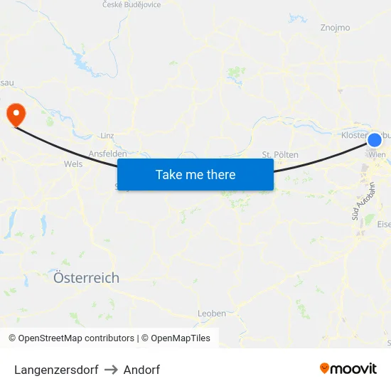 Langenzersdorf to Andorf map