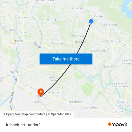 Julbach to Andorf map