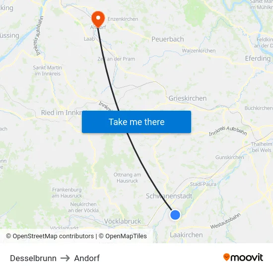 Desselbrunn to Andorf map