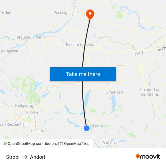 Strobl to Andorf map