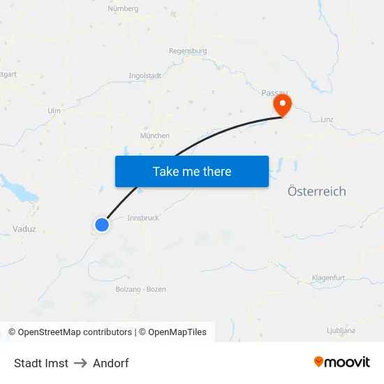 Stadt Imst to Andorf map