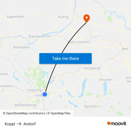 Koppl to Andorf map