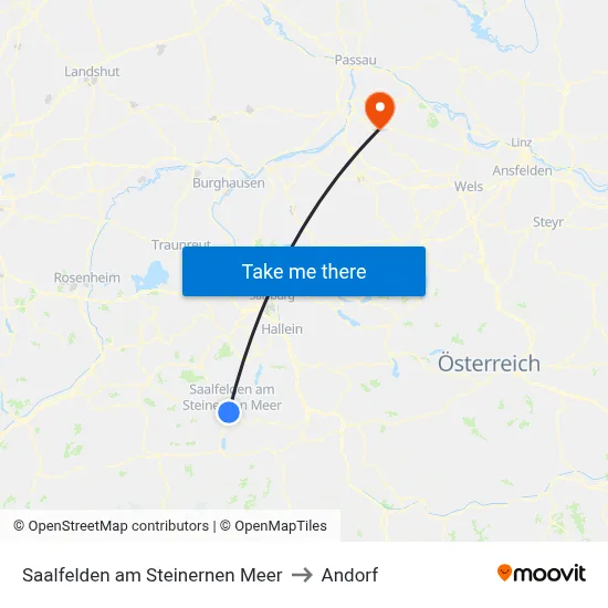 Saalfelden am Steinernen Meer to Andorf map