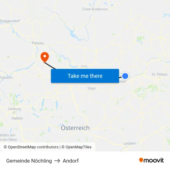 Gemeinde Nöchling to Andorf map