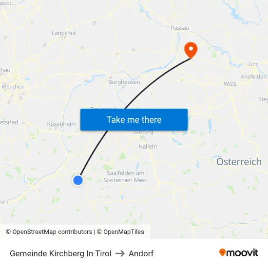 Gemeinde Kirchberg In Tirol to Andorf map